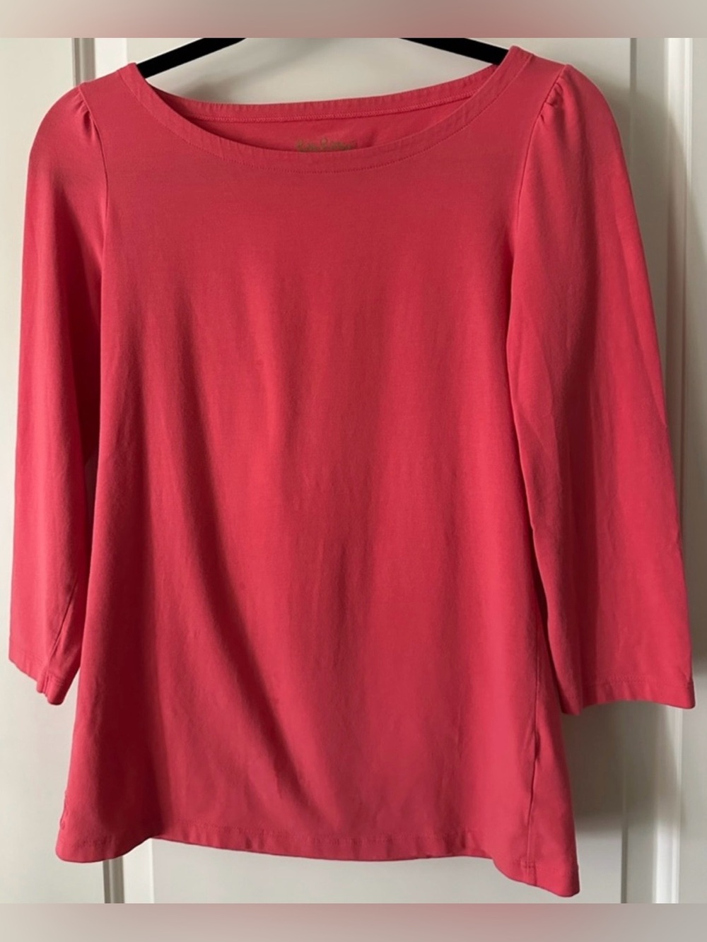 Lilly Pulitzer Coral 3/4 Sleeve Top Medium Pima Cotton Stretch Tee